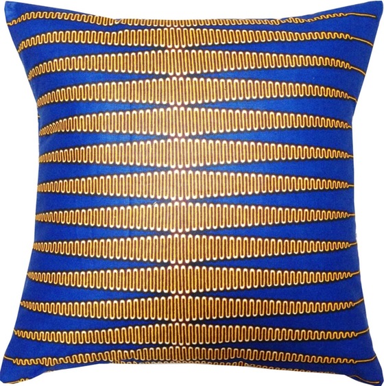 Image of NKRUMAH WAX PRINT PILLOW COVERS (BLUE)