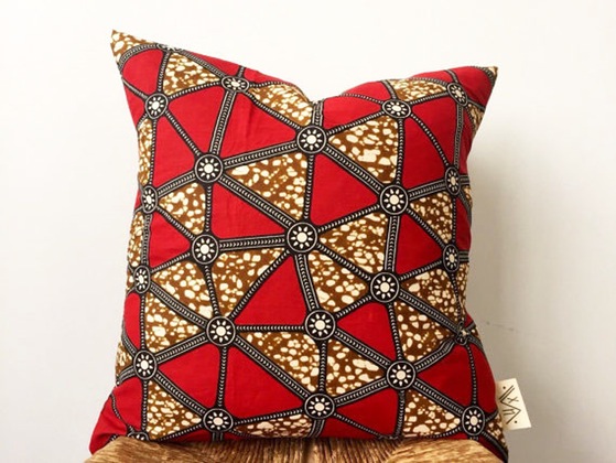 Image of Red Delta African Print Pillow Cover