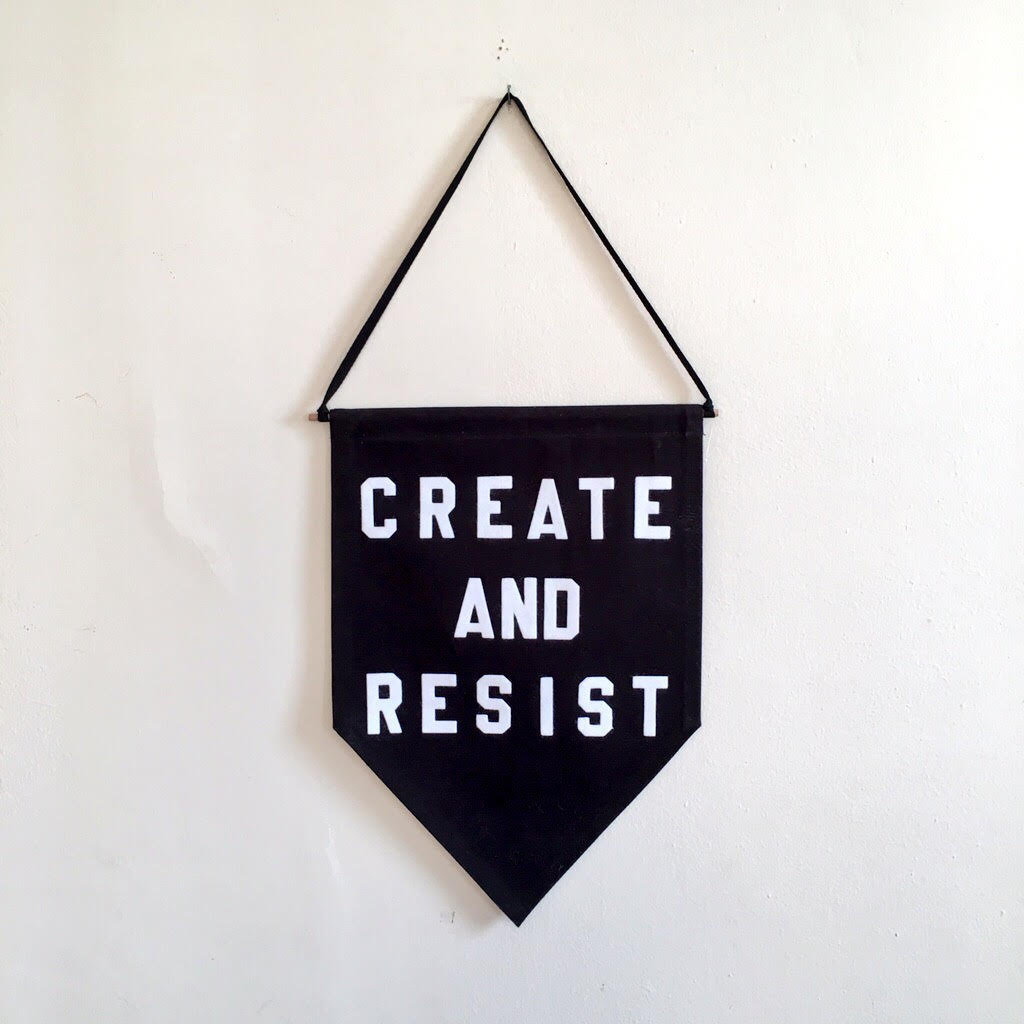 Image of Rayo and Honey Create and Resist Collaboration Pennant